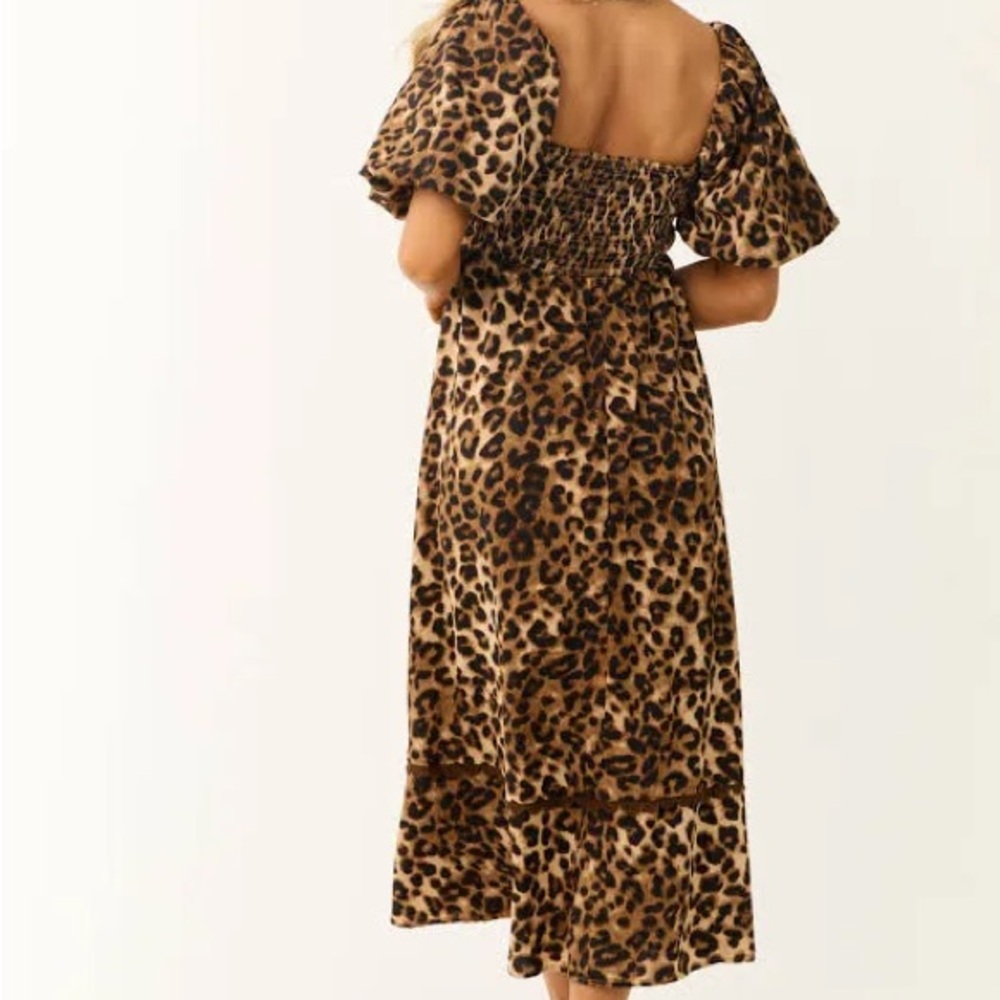 Entro Leopard Print Puff Sleeve Dress - Picture 2 of 10